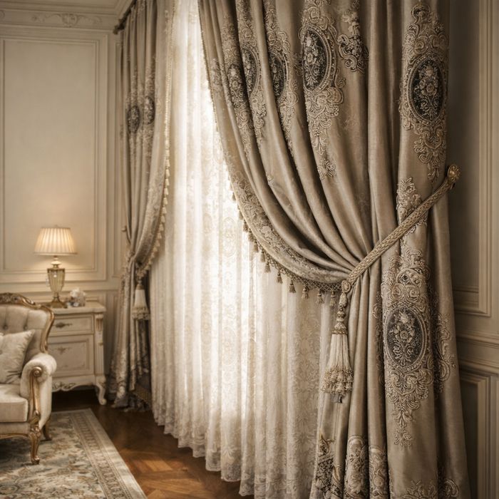 Yevropa uslubidagi hashamatli parda to‘plami sotiladi