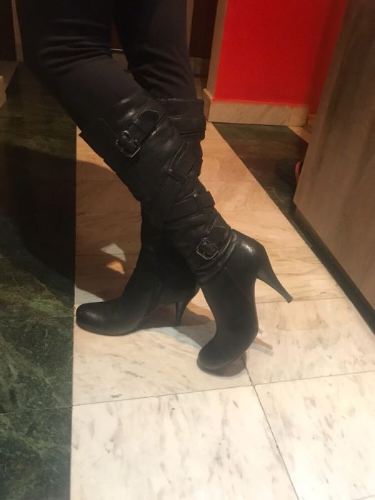 Кожени ботуши с подплата на ток