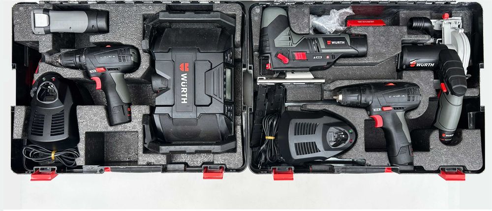 Wurth акумулаторен сет  винтоверт, фенер, радио, зеге, циркуляр 10.8V