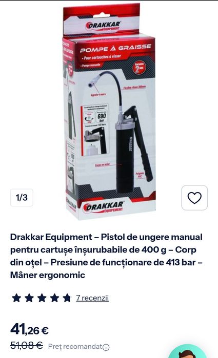Pompă de gresat manuală Drakkar Équipement