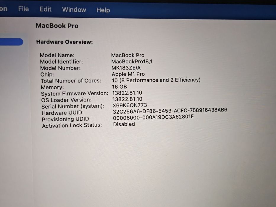 Apple MacBook Pro 16″ 2021, M1 Pro 10 Cores, 16 GB Unified Memory, 512 GB (тъмносив)