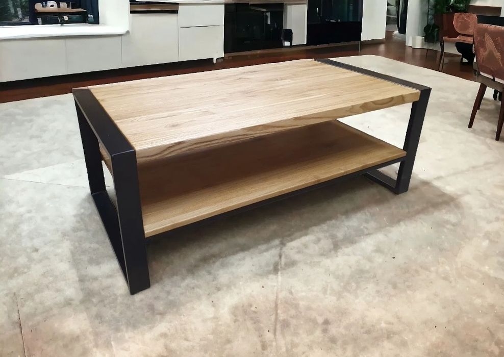 Холна маса от масив и метал (орех и дъб )