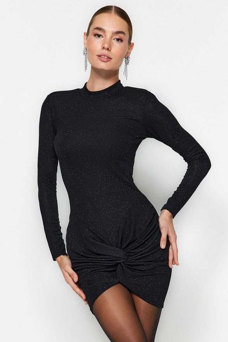 Официална Рокля с бляскави частици, L, Trendyol