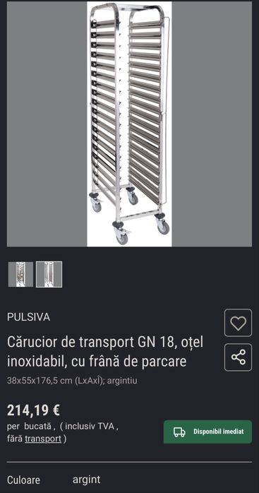 Carucior inox  pentru tavi / Carucior servire