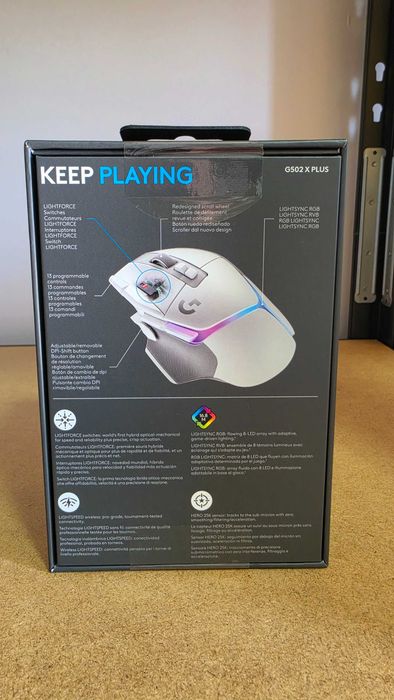 Mouse gaming Logitech Lightspeed G502 X Plus, Wireless, RGB, 25600 dpi, Negru/Alb