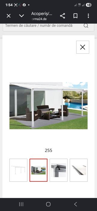 Acoperiș/verandă din aluminiu pentru terasă, aprox. 434 x 303 x 258 cm - Alb