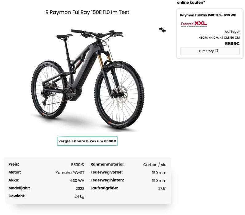 Електрически велосипед R RAYMON FullRay 150E 11.0 – Carbon / FOX Factory / Yamaha / 630 Wh