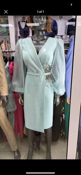 Rochie eveniment albastru menta deosebita