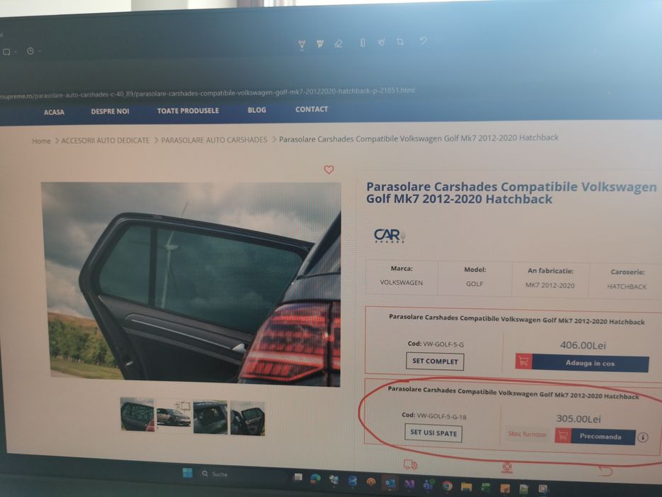 Parasolar auto Carshades tip plasa, pentru Golf VII Hatchback 5 usi, doar geamuri spat