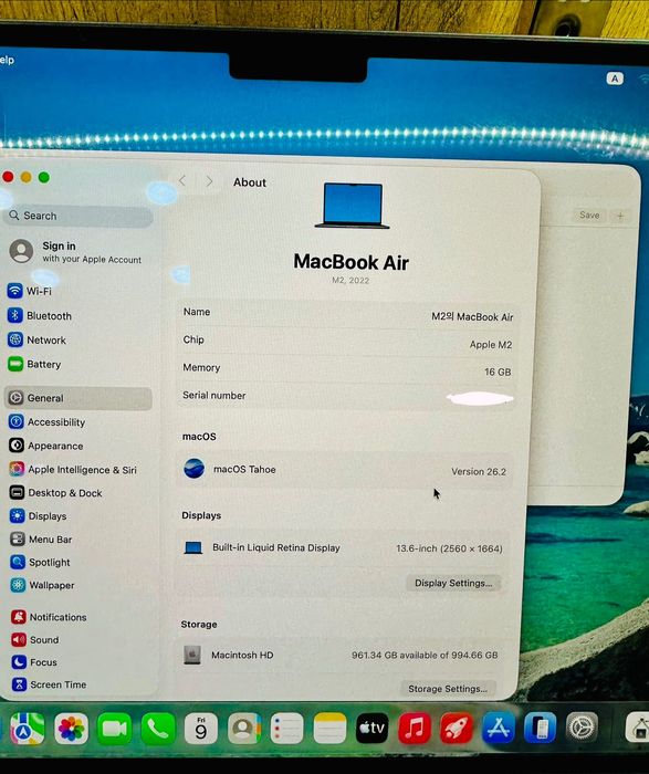 MacBook Air M2 16GB / 1TB lik 13 Dyum Noutbuk (Makbuk-Apple)