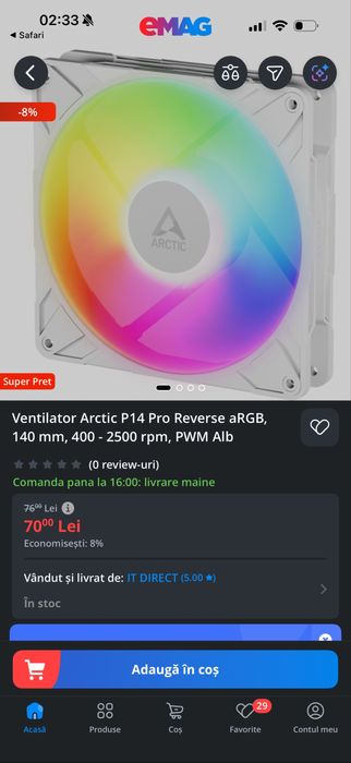 Ventilatoare Arctic P14 Pro 140mm RGB Reverse blade