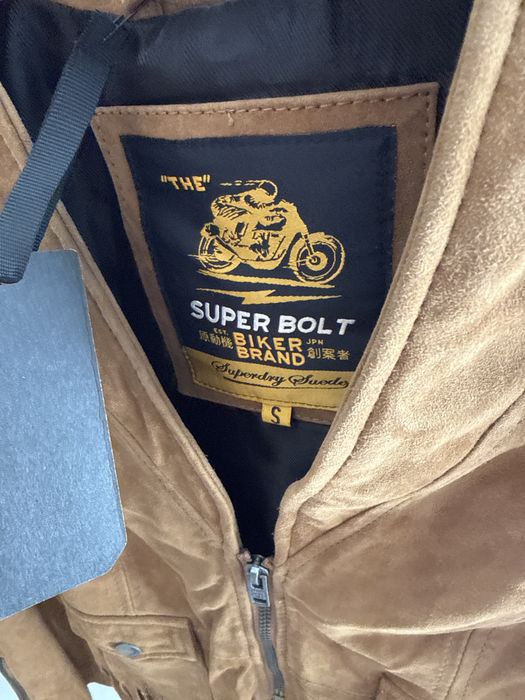 Geacă piele naturală întoarsă SUPERDRY Neonomad Fringe NOUĂ cu etichetă Mărimea S