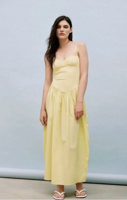 Жълта рокля Zara S с етикет