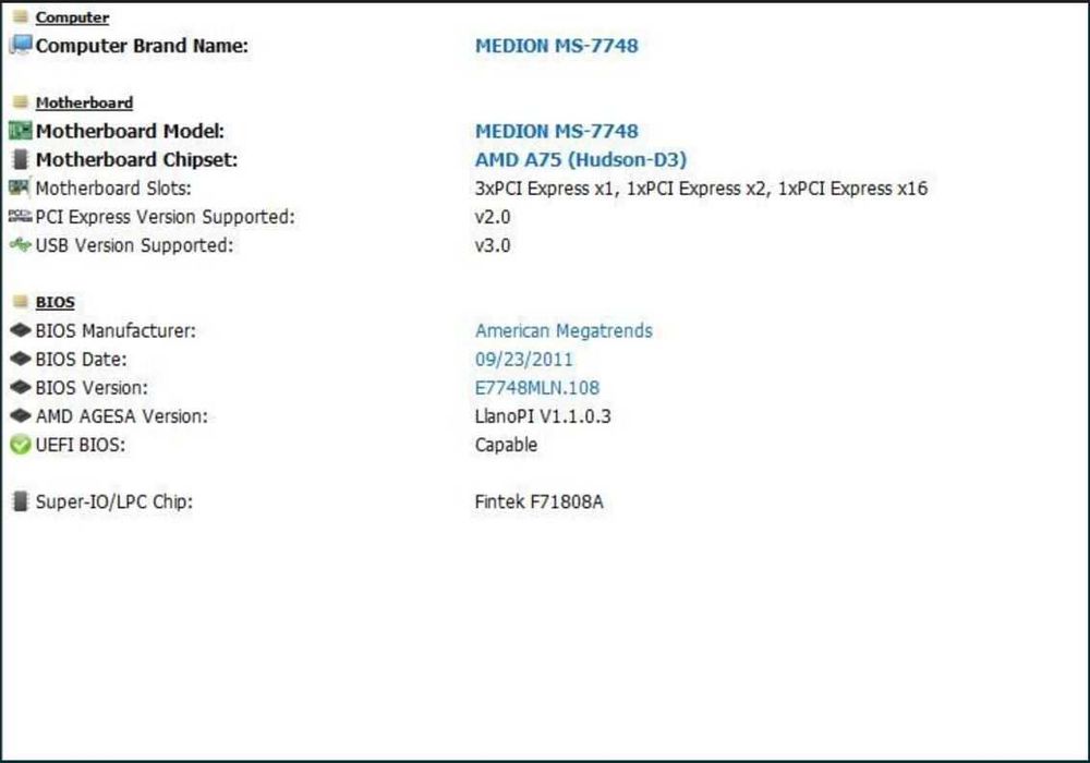 463S.Placa De Baza Medion MS-7748 Ver 1.0,2xDDR3,Socket FM1