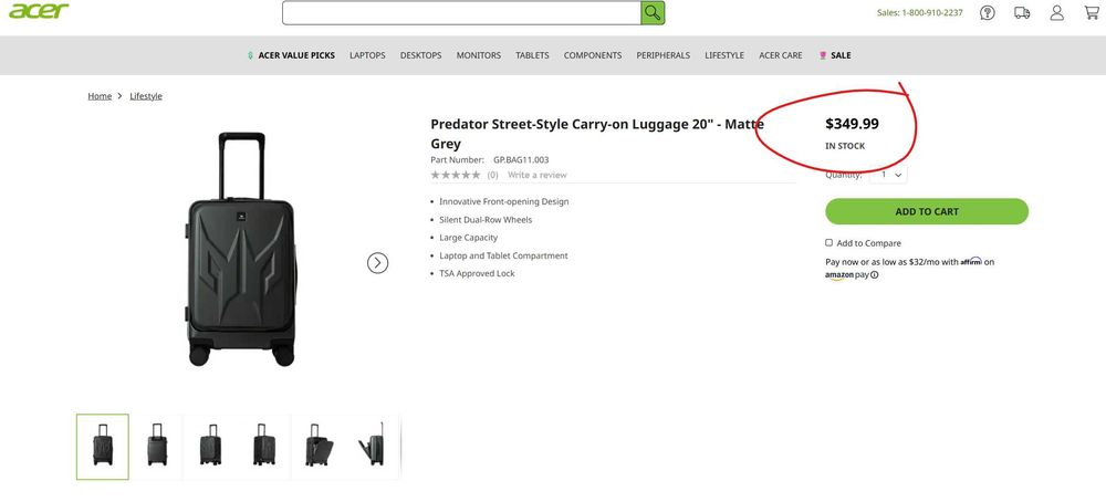 Bagaj Troller Acer Predator Carry-on Street-style Luggage 20-inch