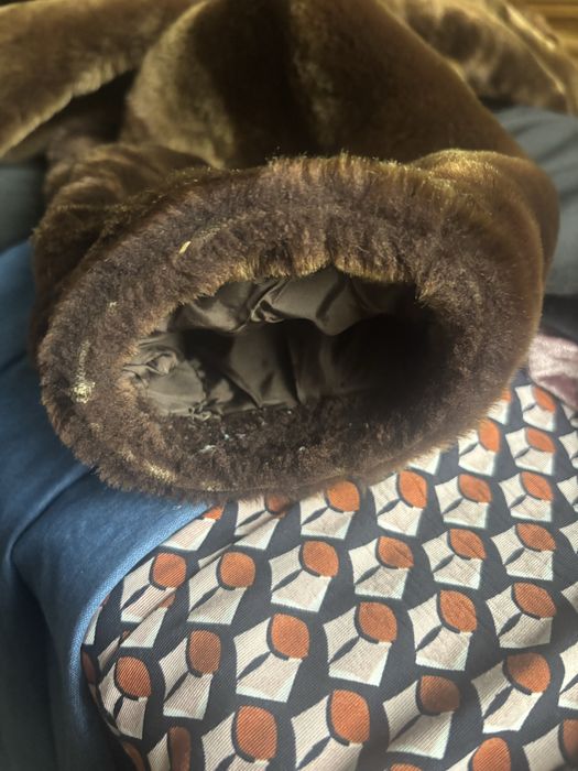 Haină Vintage Blană Naturală Mouton (Oaie) – Maro – Mărime XL