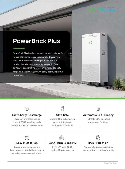 Baterie solara Dyness 16.07 kWh 51.2V LiFePO4 AutoIncalzire IP65 - PowerBrick-Plus