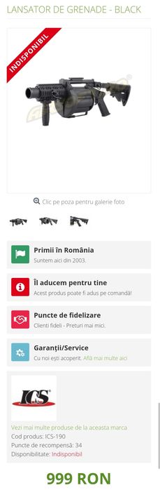Lansator de grenade airsoft ICS KIT complet