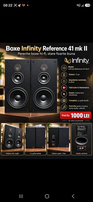Boxe Infinity Reference 41 mk II – 3 căi – Made in Denmark – 1000 lei