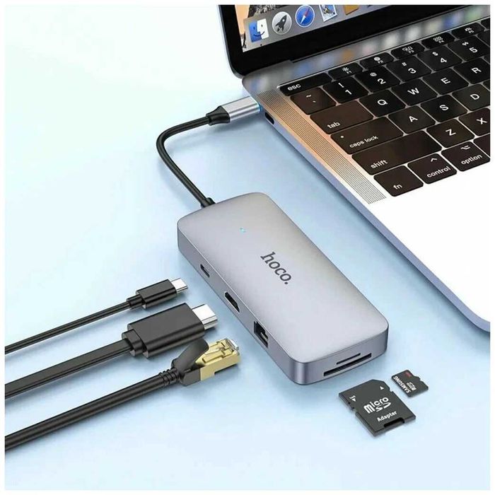 ДОСТАВКА! Hoco HB32 - Мультифункционал Type-C адаптер HUB 8in1