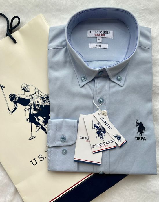 Pachet 1+1 Camasa Polo U.S Assn. Marime L, alb, bleumarin, verde