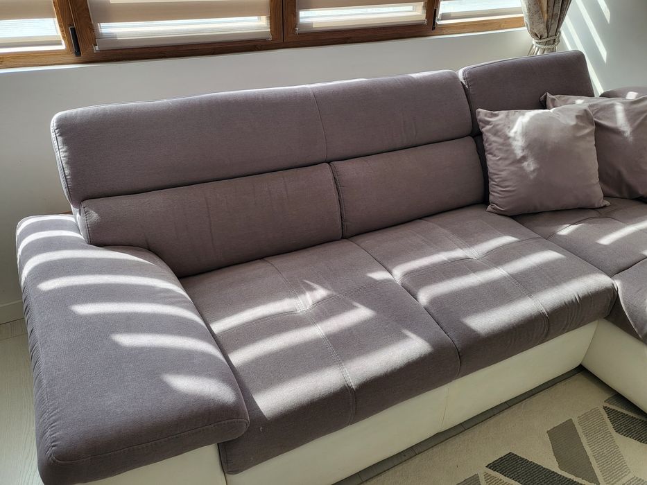 Немски Ъглов сив диван Cotta с ракла и функция сън