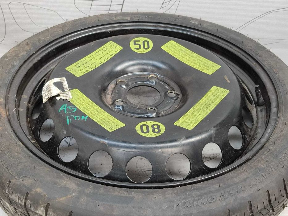 Roată de rezervă slim 5x112 T125/70 R19 DOT 1411 Audi A5 Sportback Cod:8K0601027D (3D)