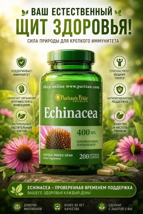 Эхинацея Puritan's Pride Echinacea  400 mg  200 капсул