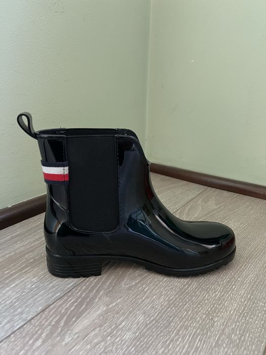 Ghete cauciuc negre Tommy Hilfiger