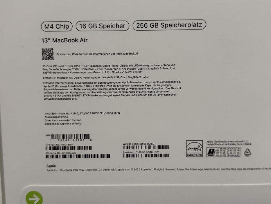 Macbook Air 13 M4 Pret 4000 lei