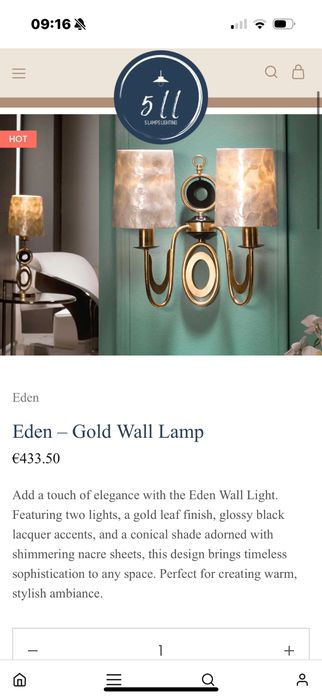 Aplica de perete Schuller Eden - auriu si sidef natural - LUXURY