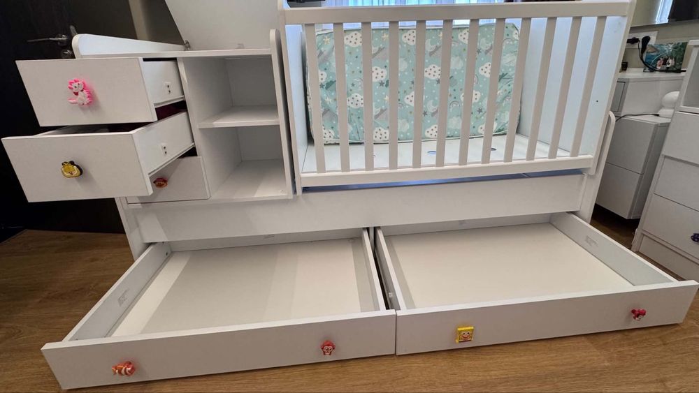 Трансформираща се детска дървена кошара Kikka Boo Lorena, White ПДЧ