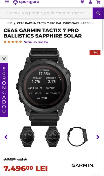 Garmin Tactix 7 Pro Ballistics Sapphire Solar