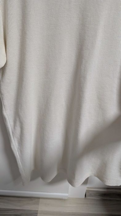 Bershka Tricou Alb Texturat Waffle