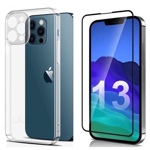 Iphone 13 14 PRO MAX Husa Silicon Tape + Folie Sticla Curbata 6D / 11D