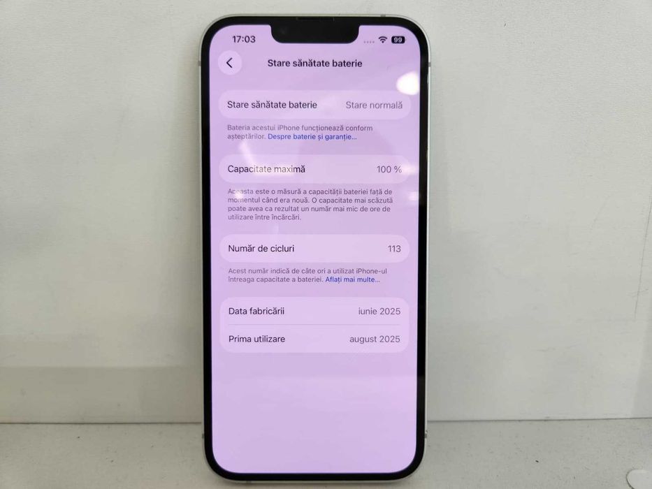 Telefon Apple Iphone 16E 128 Gb Baterie 100% (Ag8 Tudor/B74828) – Garantie 2 Ani!