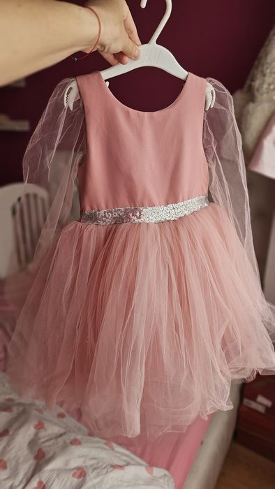 Рокля с тюлени ръкави 6/7-122см