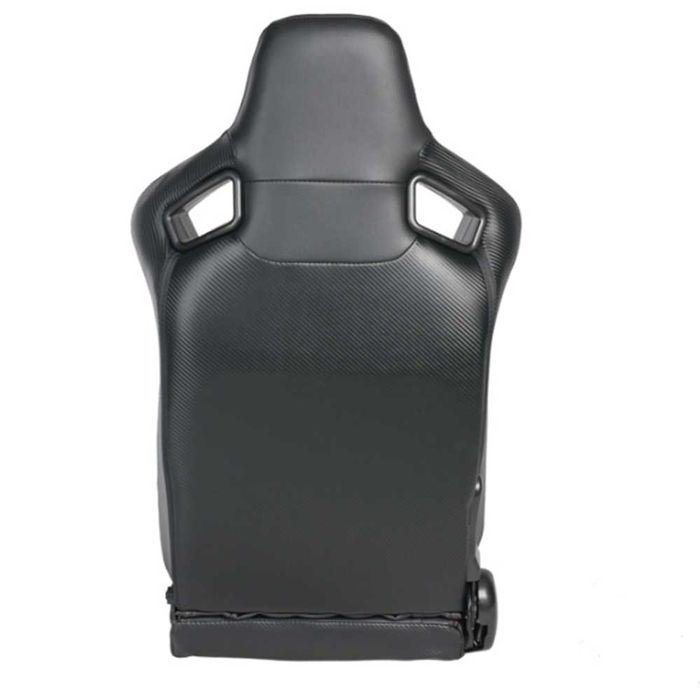 Спортни седалки за автомобил, кожа, черни/с червен шев