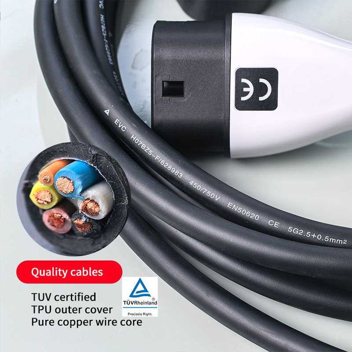 Професионална SMART зарядна станция Type 2 22kW 32A WiFi RFID 5м . НОВА !