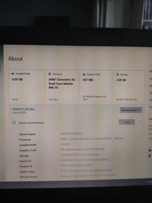 Лаптоп Acer Aspire 6530G