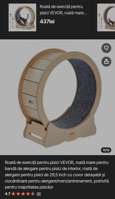 Roata nou nouta  montata pentru miscare pisica  in interior 0724370480