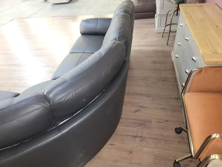 Черен кожен ъглов диван