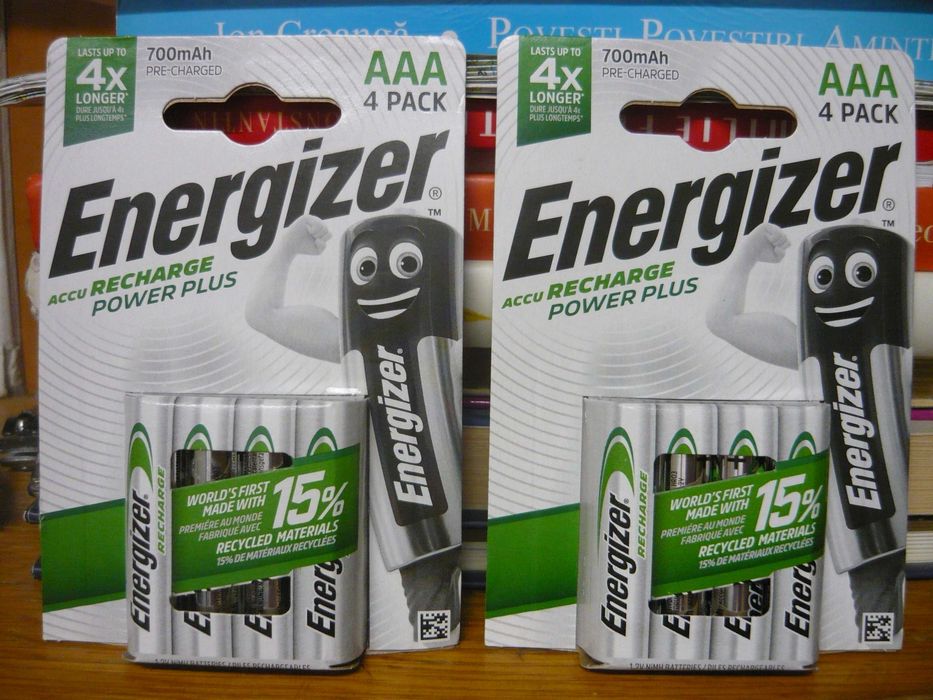 Acumulatori Energizer NOI Japan, AAA 700 mAh și AA 2000 mAh, set 4 buc, și baterii Varta R3 și R6 alcaline NOI
