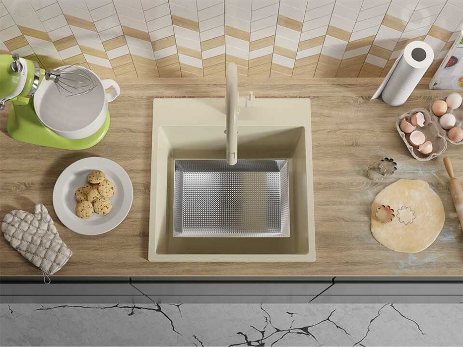 Кухненска Мивка от гранит модел РИГА XXL 430 x 500 mm - Бежава