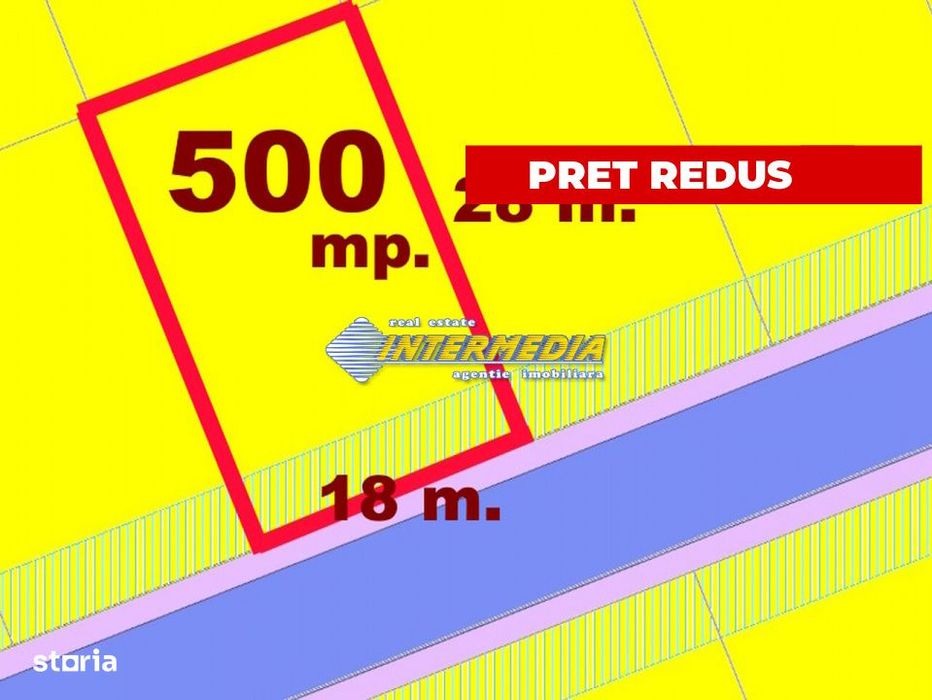 OCAZIE! Teren Intravilan OARDA de 500 mp Deschidere 18 m. cu toate uti