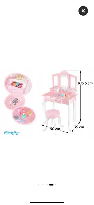 Masuta mare de machiaj pentru fetite cu scaun inclus