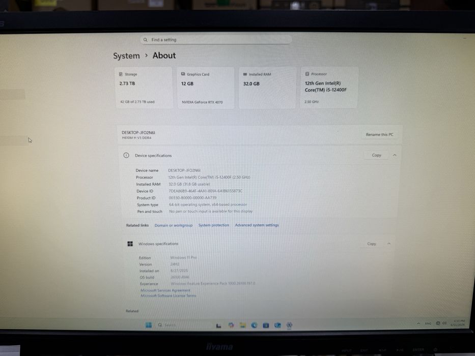 ПК i5 12400F RTX 4070 12GB RAM 32GB