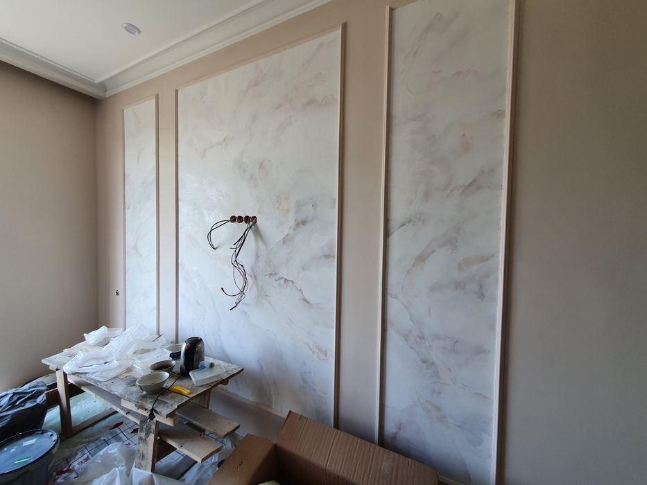 Венецианская рваные камень фактура трафарет нарезка имитация мрамора