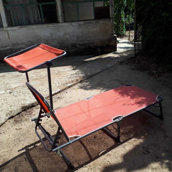 Șezlong pliabil cu parasolar