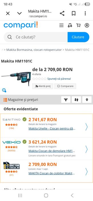 Ciocan demolator,Picamer HM 1101C nou